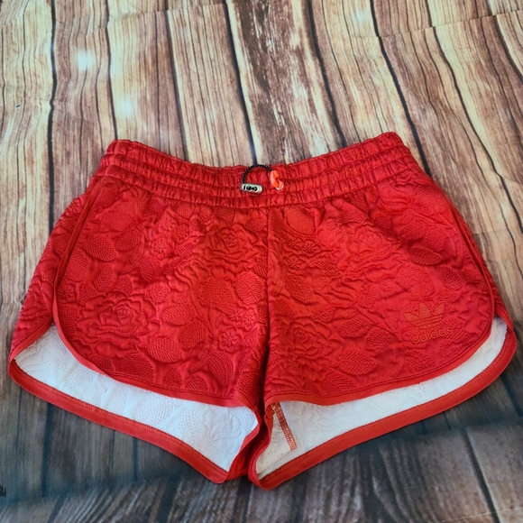 adidas Pants - Unique Red quilted Adidas XS running shorts